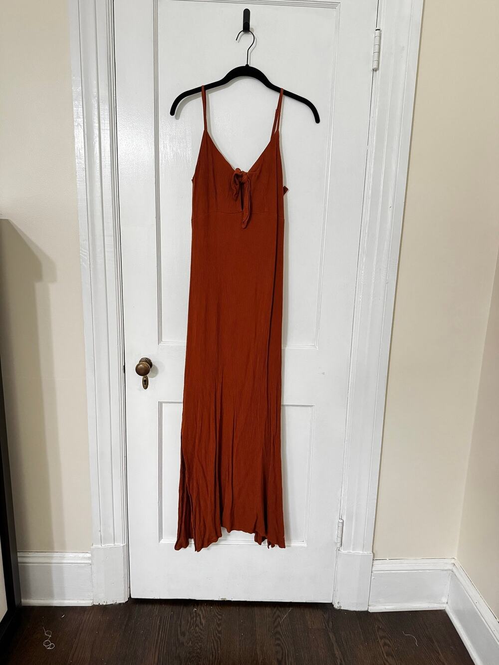 Forever 21 Burnt Orange Maxi Dress with Front Tie & Side Slit
